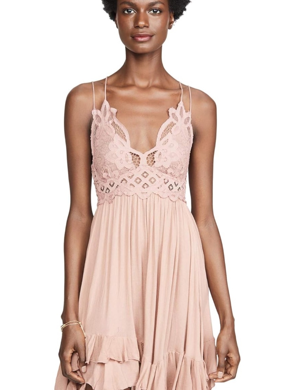 Free People Adella Lace-Trim Slip Dress